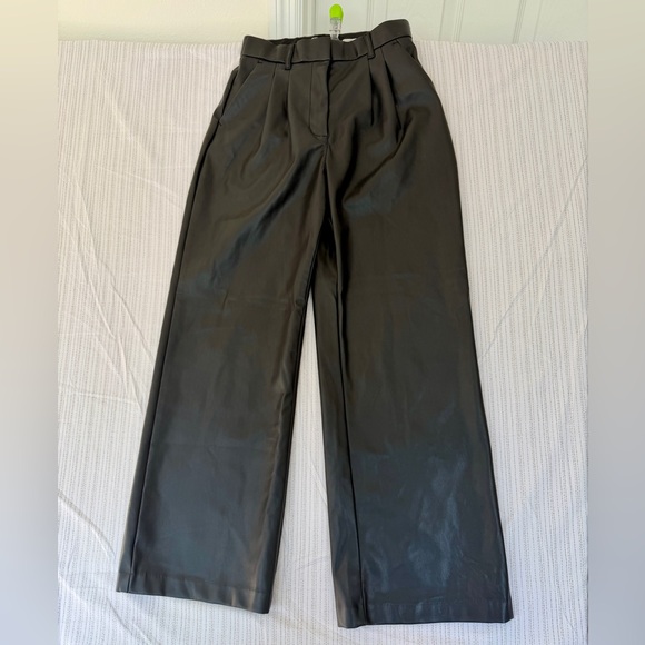 Abercrombie & Fitch Tailored Pants Vegan Leather Black Wide-Leg Sz S Biker Rock - Picture 15 of 15